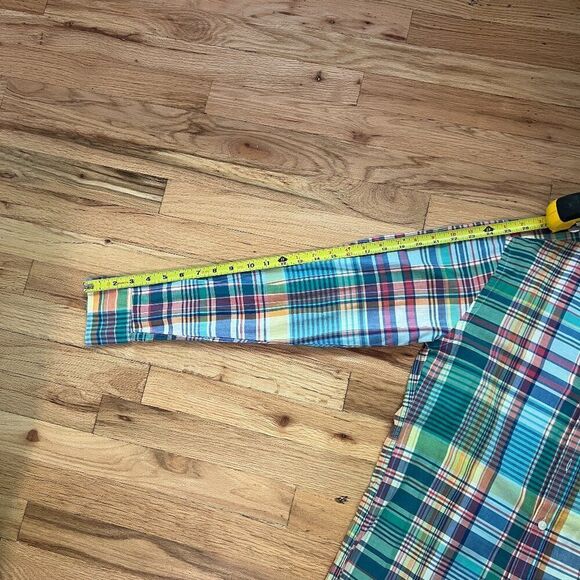 J crew cotton summer plaid button‎ down long sleeve shirt small wedding green - Picture 7 of 9